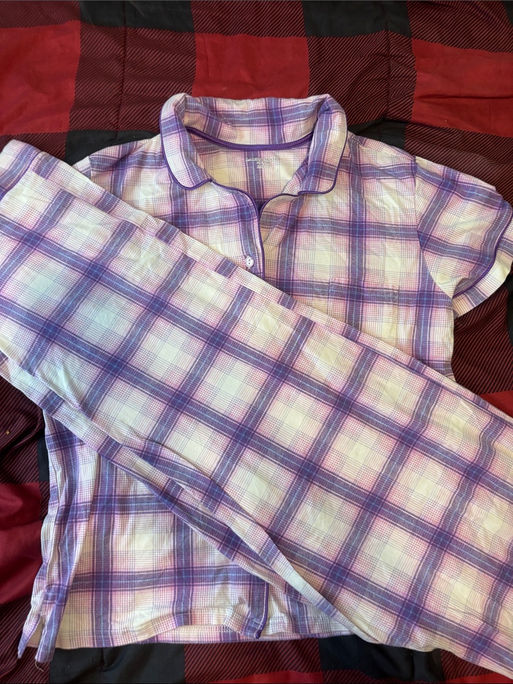 Laura Scott Purple Plaid Pajama Set